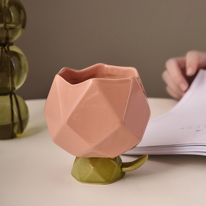 Ins Mug creative water cup design flower cup ceramic key storage container rose flower arrangement basin