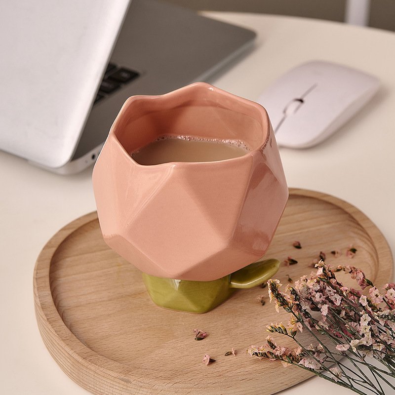 Ins Mug creative water cup design flower cup ceramic key storage container rose flower arrangement basin