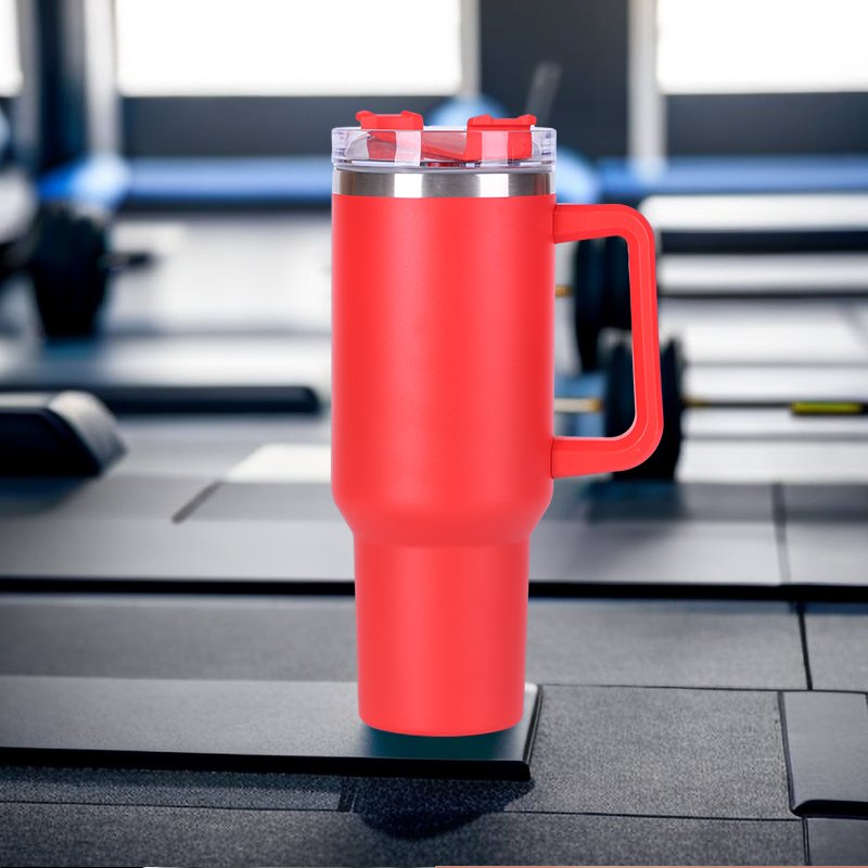 40oz Tumbler with Handle Insulated Stainless Steel Travel Coffee Mug with Straw&Lid Large Water Bottle Cup for Cold Beverages