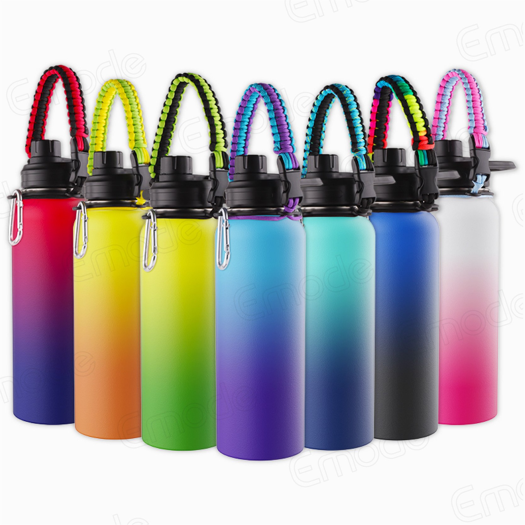 32 oz Insulated Water Bottle with Paracord Handle, Stainless Steel Eco Friendly Vacuum Flask Sport Water Bottles with 3Lids