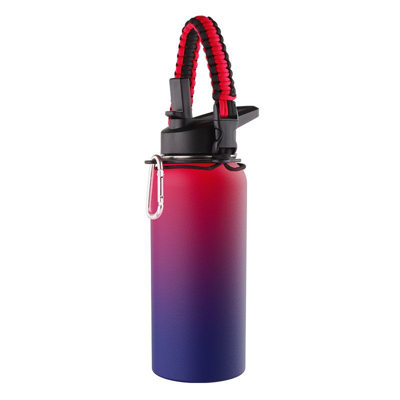 32 oz Insulated Water Bottle with Paracord Handle, Stainless Steel Eco Friendly Vacuum Flask Sport Water Bottles with 3Lids