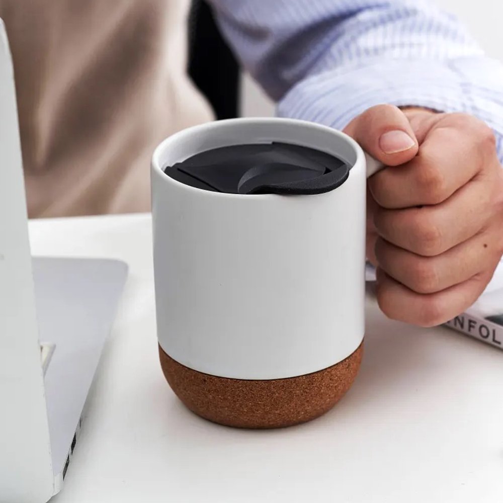 Manufacturer wholesale ceramic travel mug with pp lid 320ml large ceramic coffee mugs custom cups for gift