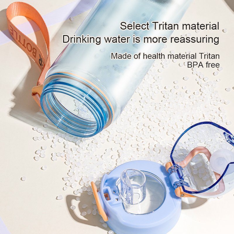 Customized Transparent Sports Water Flask Large Capacity Tritan BPA Free Plastic Straw Bottle With Rope