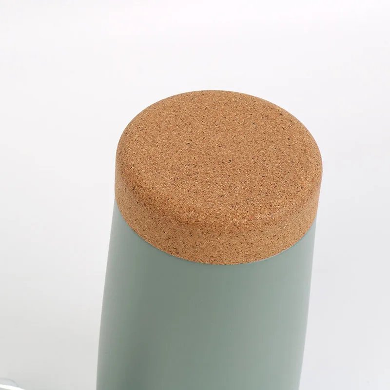 Custom Logo Nordic Matte Cork Base Coffee Mug With Wooden Insulated Tumbler Cork Bottom