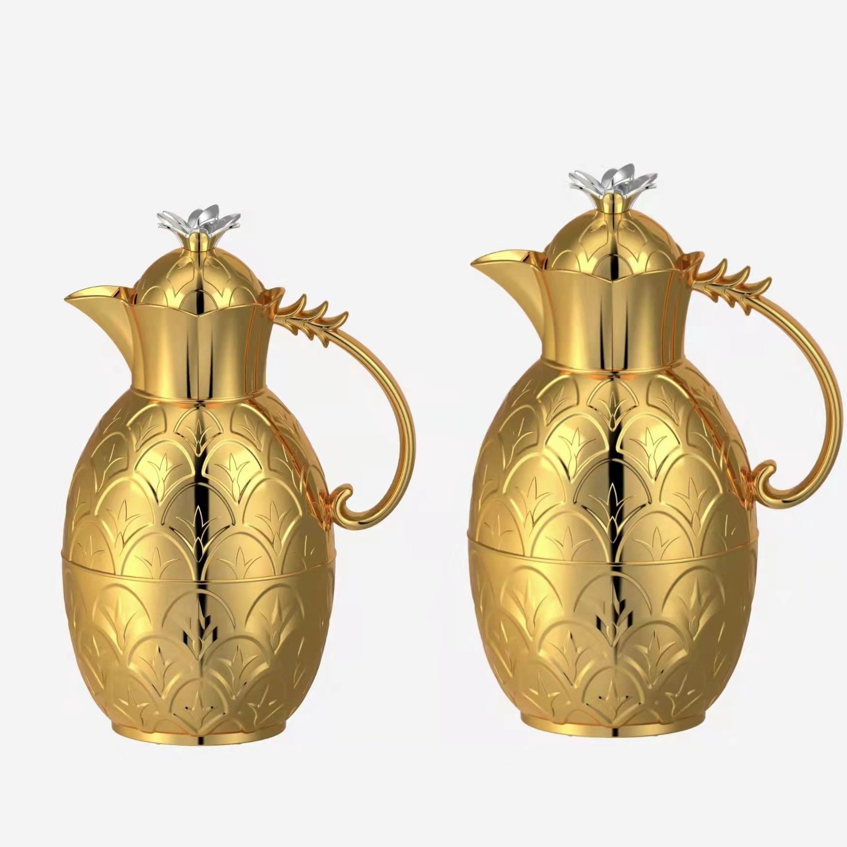 Wholesale Hot selling 600ml -1000ml Luxury Gold Plated Heat-Preservation Vacuum Flask Thermos Coffee Jug Sets