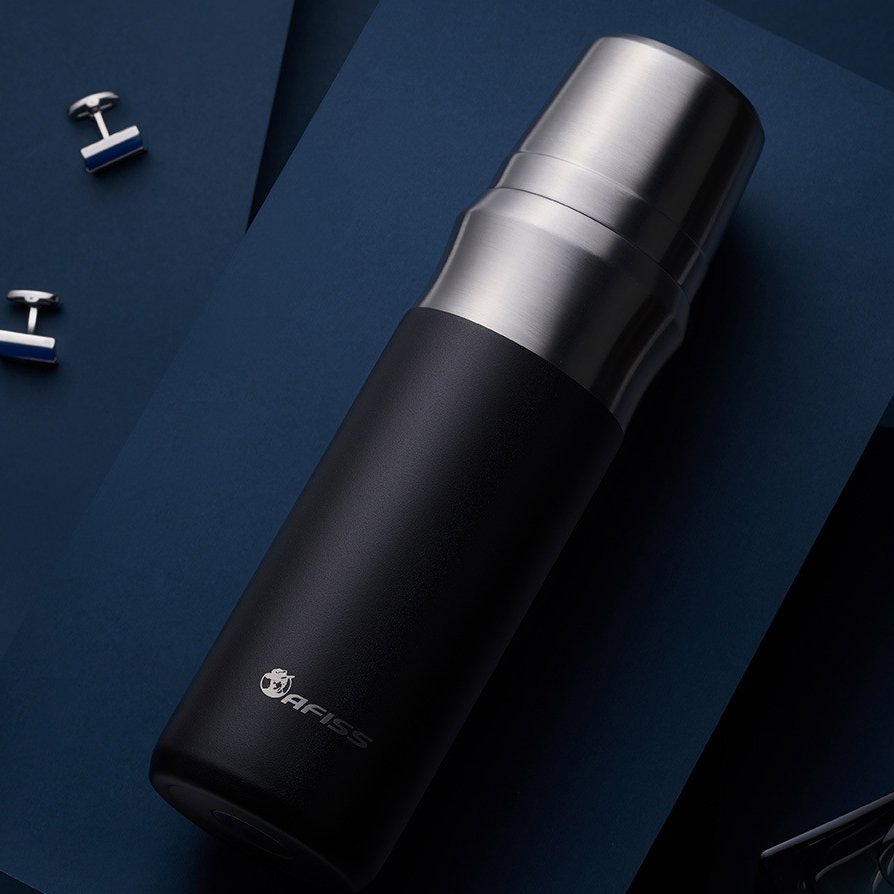 600ml/800ml/1000ml Stainless Steel Water Bottle with Cup for Camping Business Gift Water Thermos Bottle Travel Flask