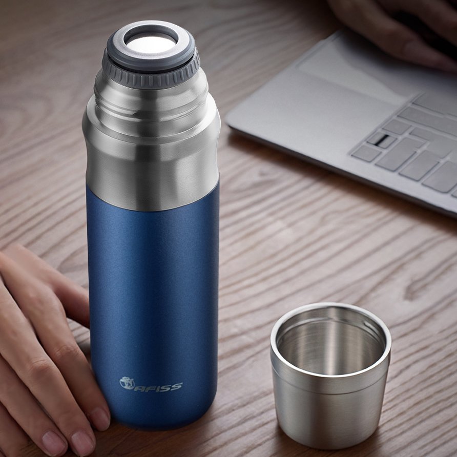 600ml/800ml/1000ml Stainless Steel Water Bottle with Cup for Camping Business Gift Water Thermos Bottle Travel Flask