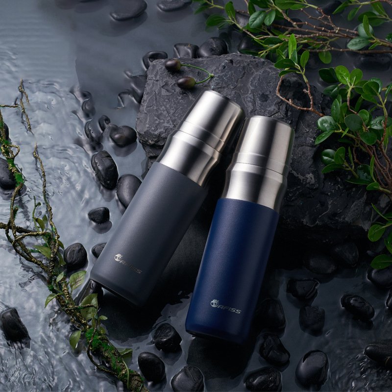 600ml/800ml/1000ml Stainless Steel Water Bottle with Cup for Camping Business Gift Water Thermos Bottle Travel Flask