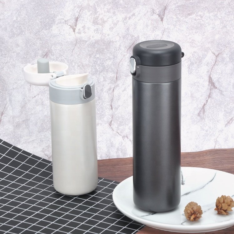custom logo/color Insulated Stainless Steel lightweight Vacuum Flask Travel Flip Top Drinking Bottle