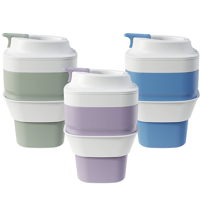 Portable Custom Reusable Foldable Coffee Cup Mug Eco-friendly Silicone Collapsible Coffee Cup With Lid