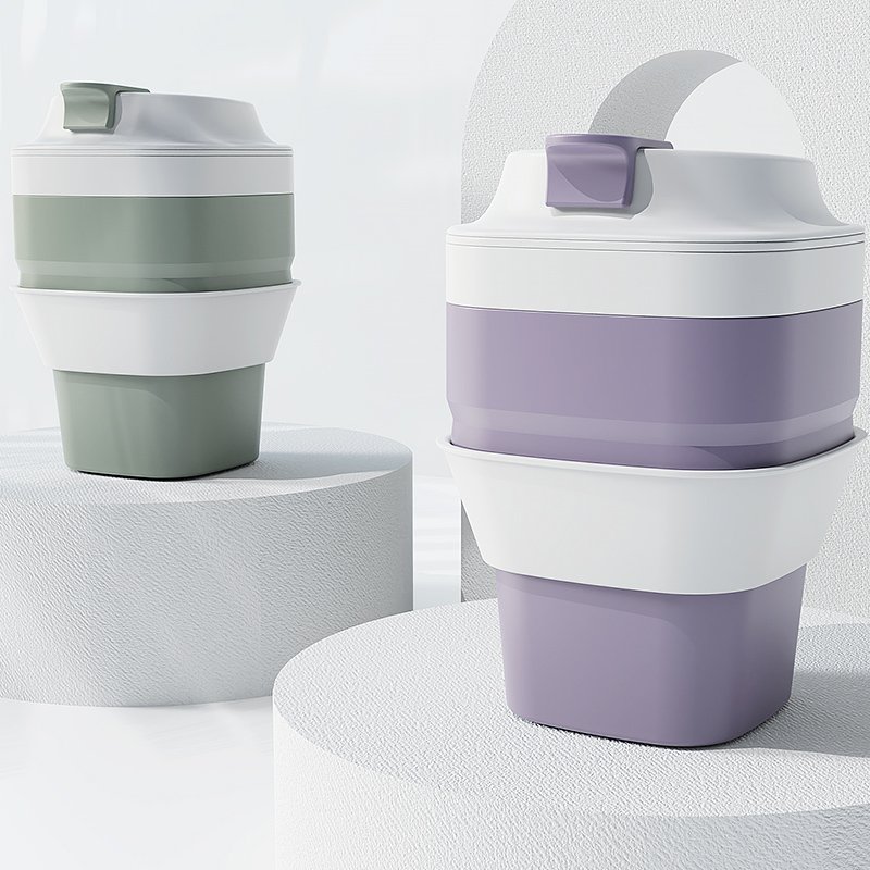 Portable Custom Reusable Foldable Coffee Cup Mug Eco-friendly Silicone Collapsible Coffee Cup With Lid