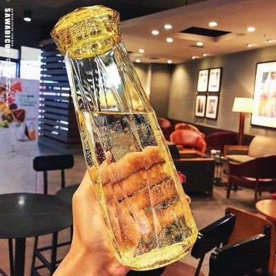 Insulated Colorful Portable Sport Mug Plastic Lid Customizable Logo 16oz Glass Cup Drinking Water Bottle
