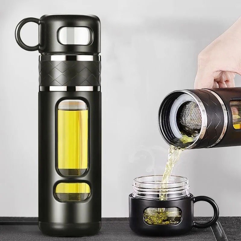 high quality 16oz Glass Tea Tumbler Mug Water Separation Leaf Tea Fruit and Cold Brew Coffee Travel Cups Glass Tea Water Bottle