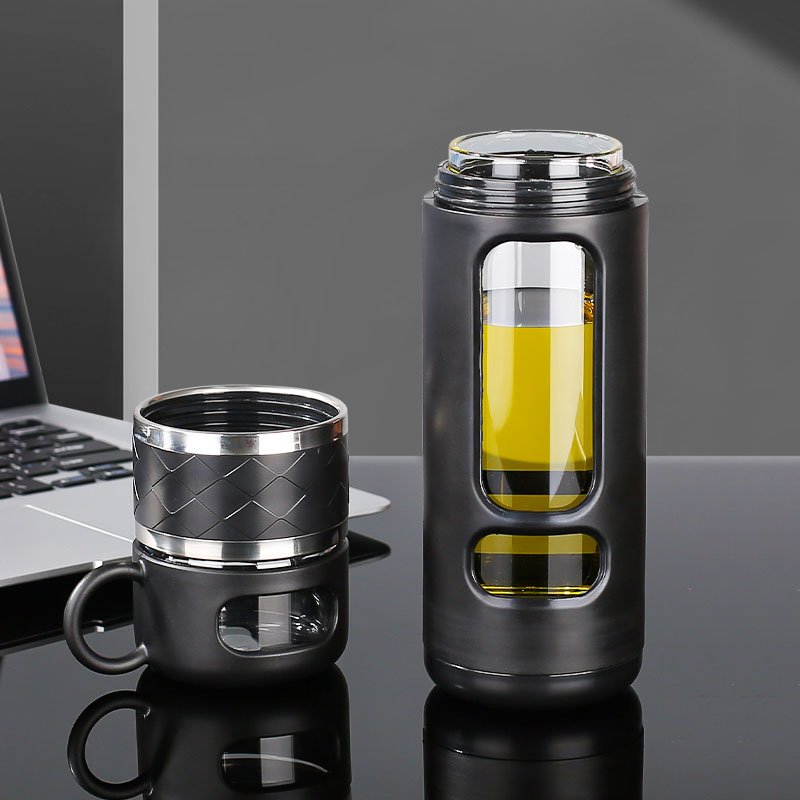 high quality 16oz Glass Tea Tumbler Mug Water Separation Leaf Tea Fruit and Cold Brew Coffee Travel Cups Glass Tea Water Bottle