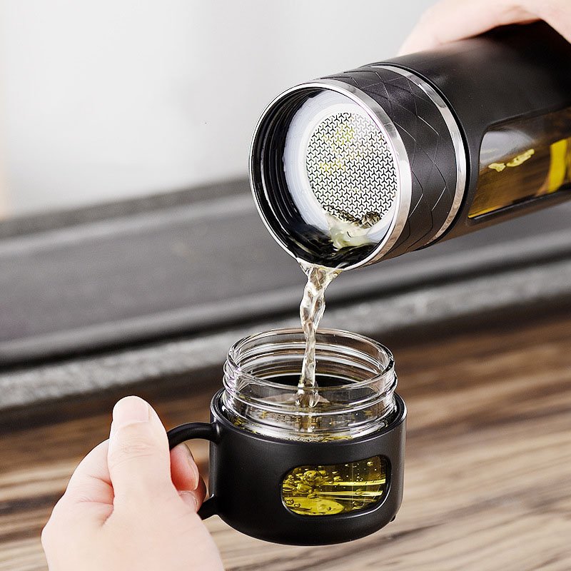 high quality 16oz Glass Tea Tumbler Mug Water Separation Leaf Tea Fruit and Cold Brew Coffee Travel Cups Glass Tea Water Bottle