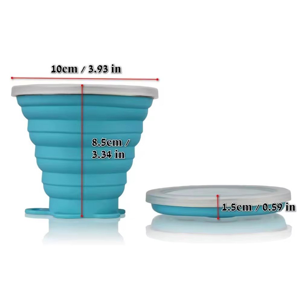 RTS 300ml Custom Logo Folding Silicone Cup Portable Coffee Mug BPA Free Sports Folding Cup Outdoor Travel Collapsible Water Cup