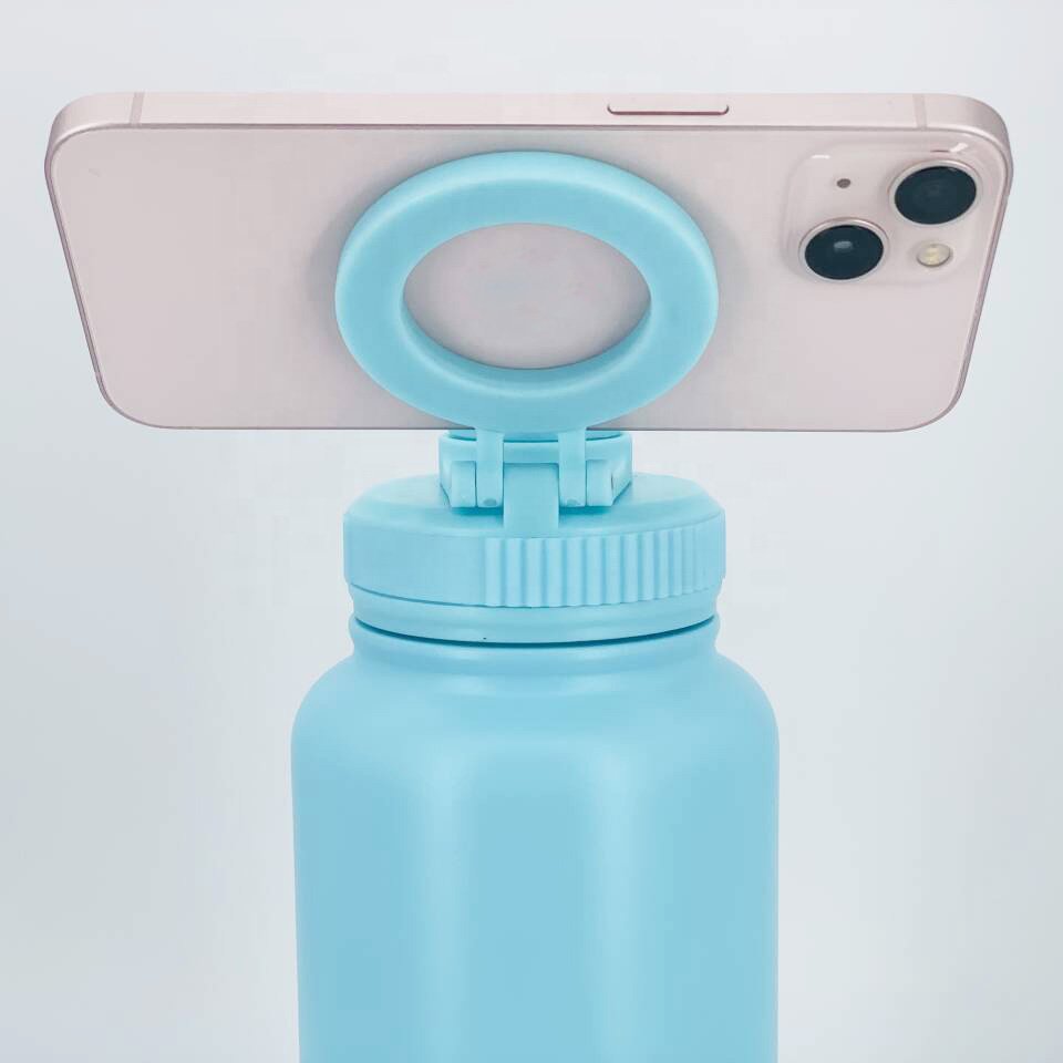 Custom LOGO Stainless Steel 32oz Wide Mouth Insulated Vacuum Flasks Water Bottle Magnetic Phone Holder