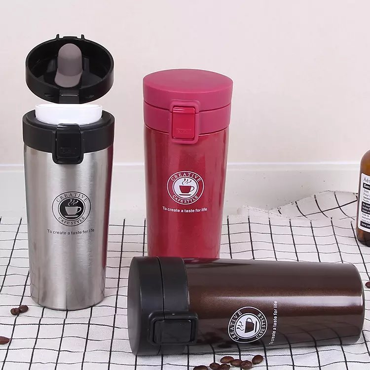 Gift Cup 380ml Double wall stainless steel vacuum coffee mug warmer thermal termos with Lid Opener