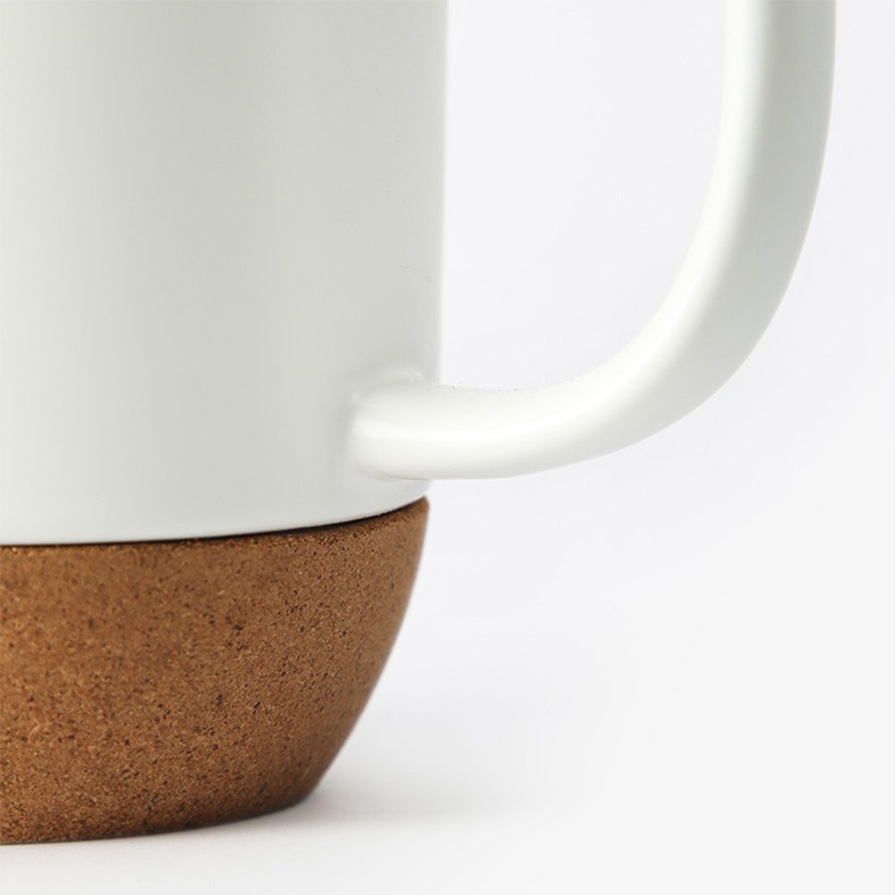 Wholesale 15OZ Reusable Cork Bottom Ceramic Cup With Lid, High Quality Custom Logo Coffee Black Porcelain Mug Dishwasher Safe