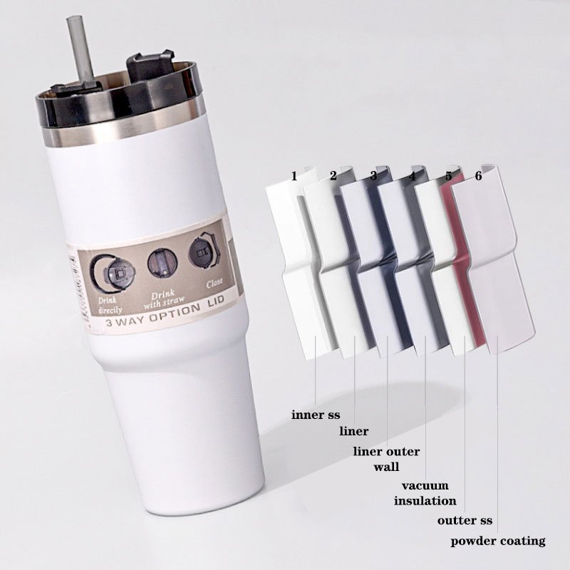 2024 Top Sell 20oz 30oz Double Wall Stainless Steel Tumbler Vaccum Insulated Travel Mug Cups With Handle Lid