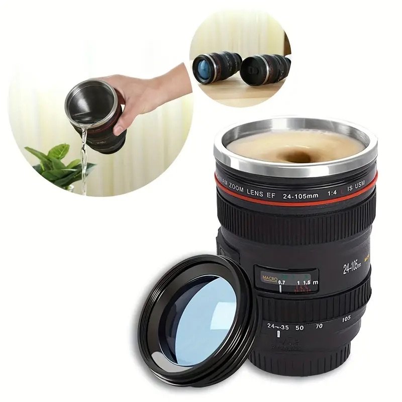 Stainless Steel Camera Lens style Coffee Mug