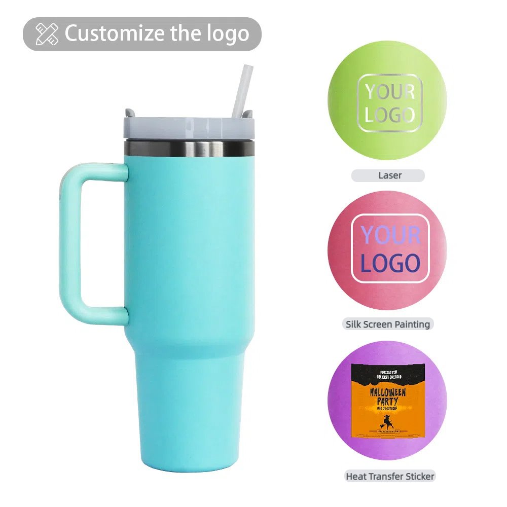 Custom Tumbler 40 oz Stainless Steel Vacuum Insulated Metal Travel Mug Coffee Cup 20oz 30oz 40oz Tumbler With Handle Logo