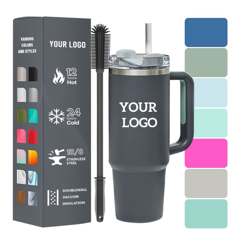 Custom Tumbler 40 oz Stainless Steel Vacuum Insulated Metal Travel Mug Coffee Cup 20oz 30oz 40oz Tumbler With Handle Logo