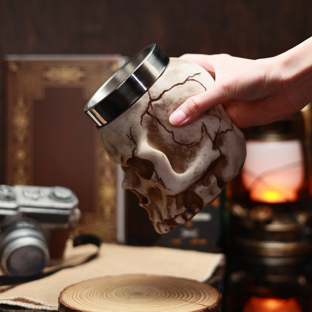 Wholesale Mug Viking Drinking Cup Unique Skeleton Resin Bone GhostTankard Coffee Mug Tea Cup