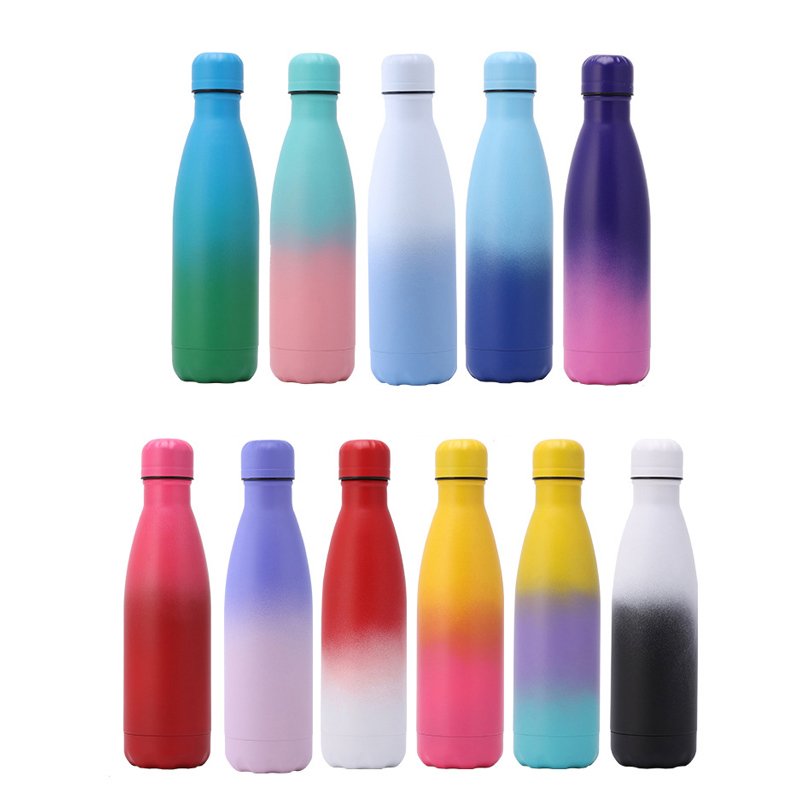 Eco friendly 500ml vacuum sport double wall stainless steel ss cola shape drink insulated water bottles with custom logo