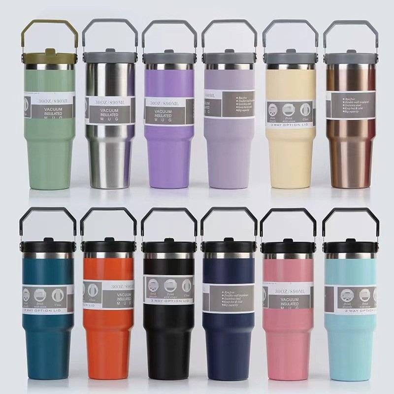 20/30oz IceFlow Stainless Steel Tumbler Vacuum Insulated Water Bottle Reusable Cup with Leakproof Flip,vacuum jug tumbler