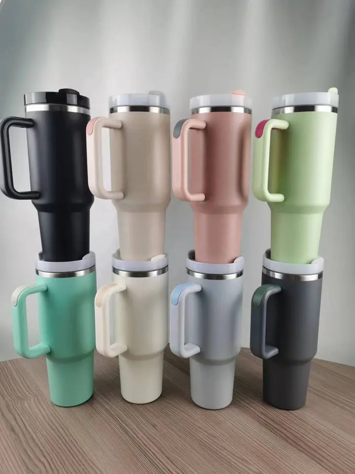 Custom logo 40 oz cup h2.0 tumbler 30oz 40oz stainless steel outdoor travel mug with handle and straw