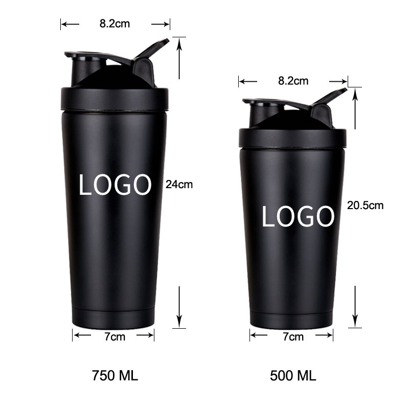 Customized Double Wall Insulated Stainless Steel Protein Fitness Shaker Cup Bottle