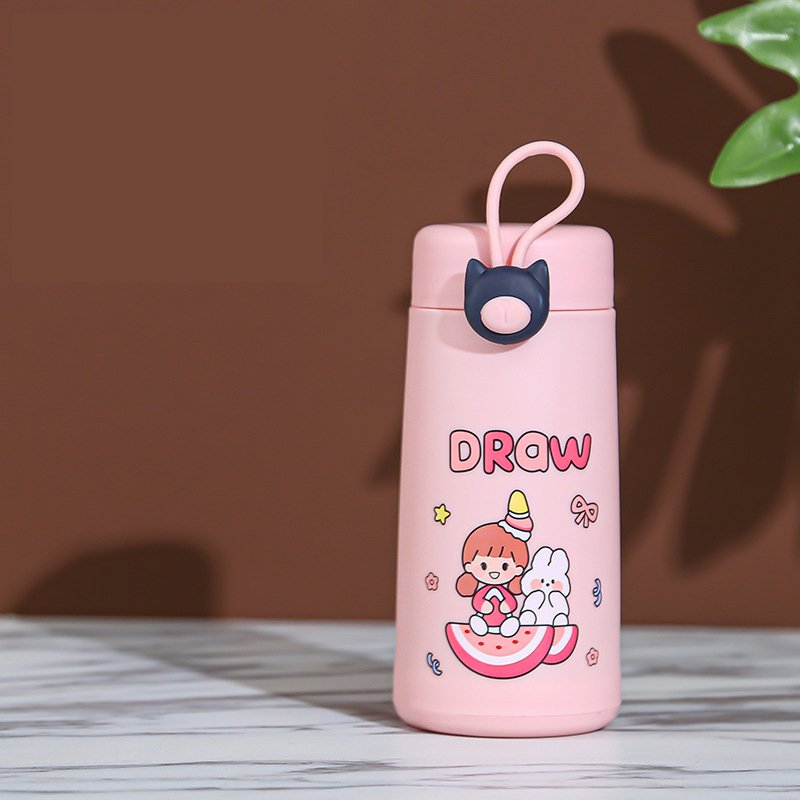 Hot sale 480ml 350ml 300ml cute glass water bottle cute for school girls kids women adults with straws bpa free