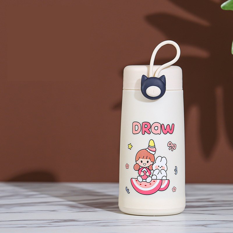 Hot sale 480ml 350ml 300ml cute glass water bottle cute for school girls kids women adults with straws bpa free