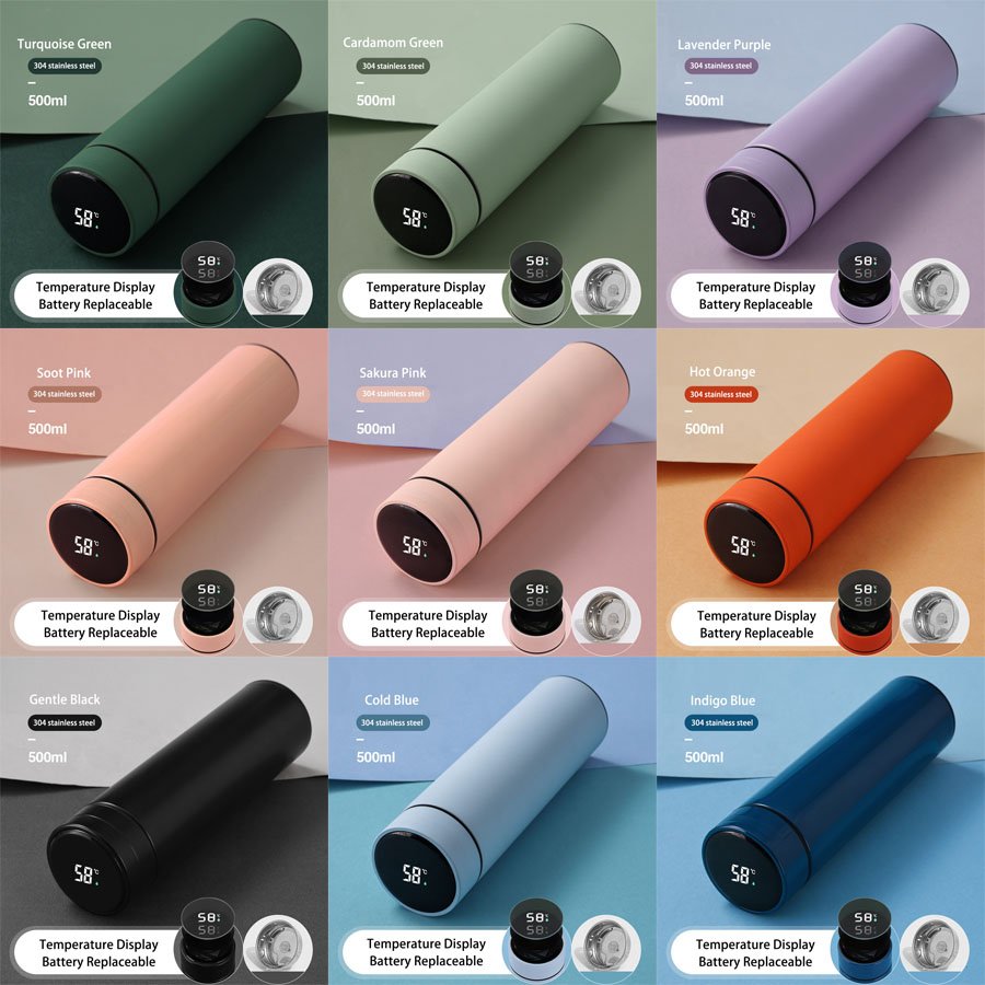 Wholesale stainless steel vacuum flask thermos bottle digital temperature display smart water bottle with lid and tea infuser