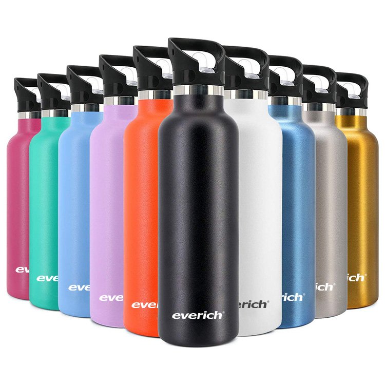 Eco-friendly vacuum flask insulated stainless steel water bottles with bamboo stainless steel lid customized logo & color