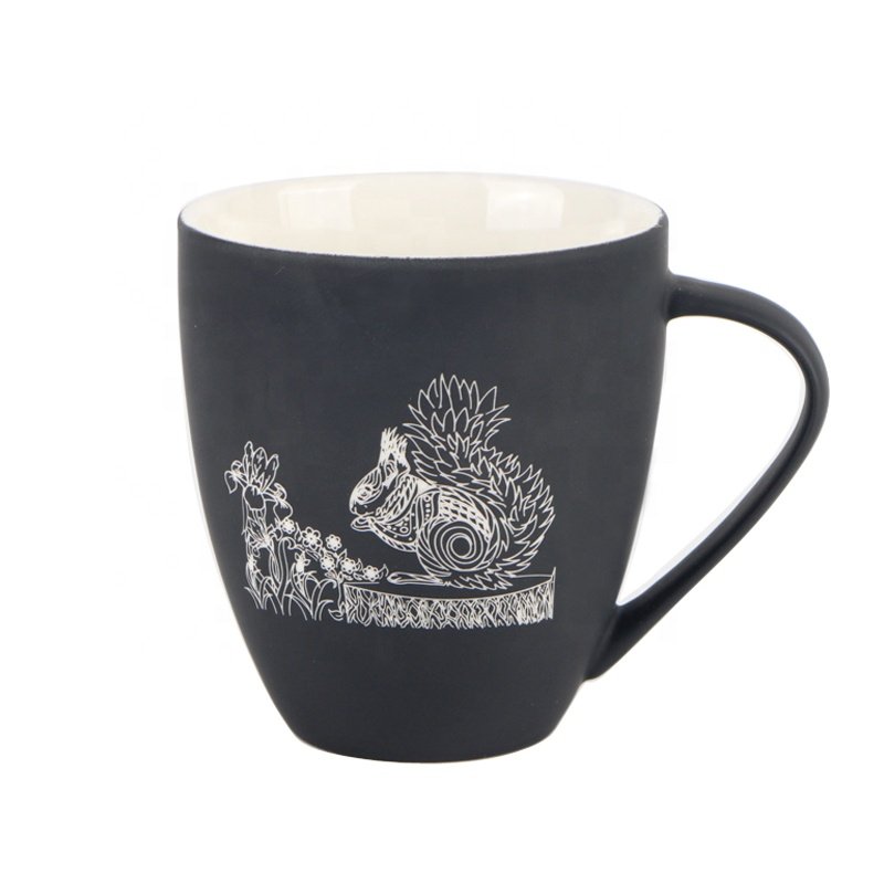 Wholesales High quality soft touch Coffee Mug Coated Laser Engrave Rubber Matte Ceramic Mug