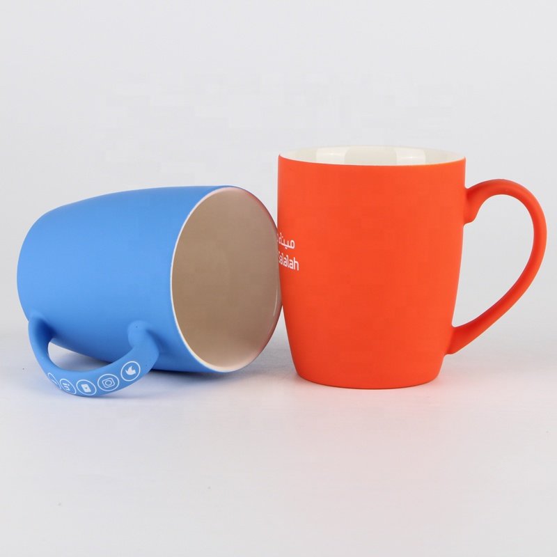 Wholesales High quality soft touch Coffee Mug Coated Laser Engrave Rubber Matte Ceramic Mug