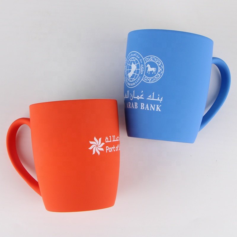 Wholesales High quality soft touch Coffee Mug Coated Laser Engrave Rubber Matte Ceramic Mug