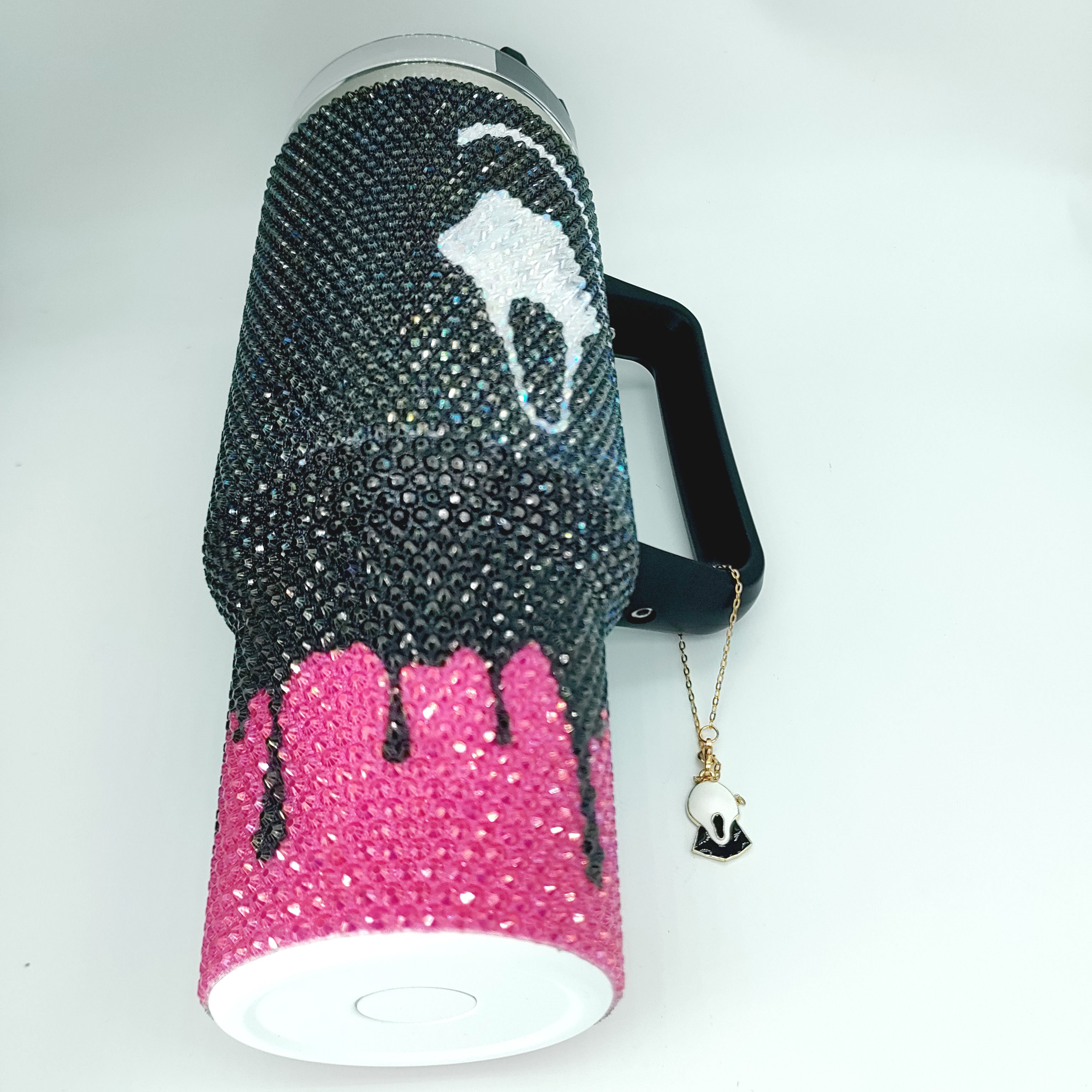 custom call halloween scream No You Hang Up Face killin it Rhinestone 40oz Vacuum metal flask Insulated Cup with Pendants handle