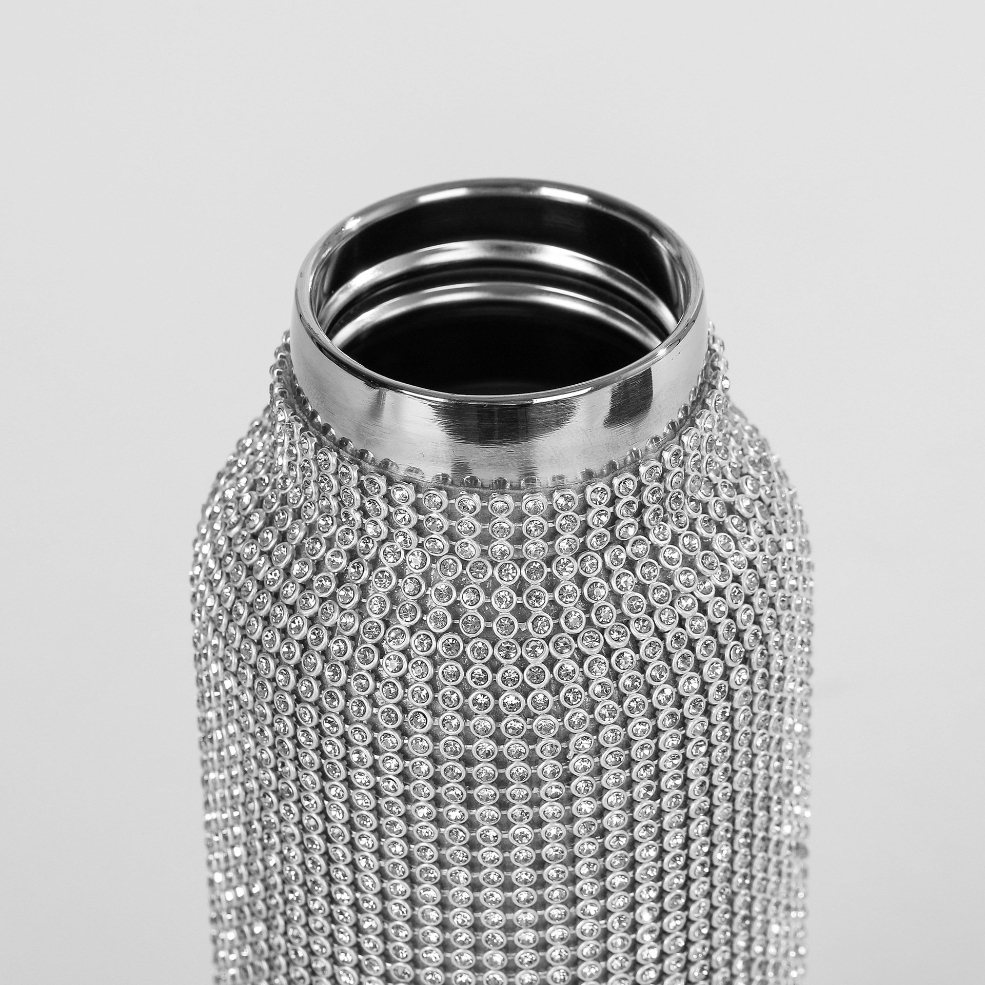 Bling Bling Stainless Steel Diamond Vacuum Flask Creative Portable Handle Deluxe Vacuum Flask Diamond Water Bottle with Chain