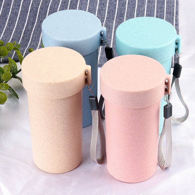Eco-Friendly Water Bottle Biodegradable Wheat Straw Water Bottle Coffee Cup With Lid