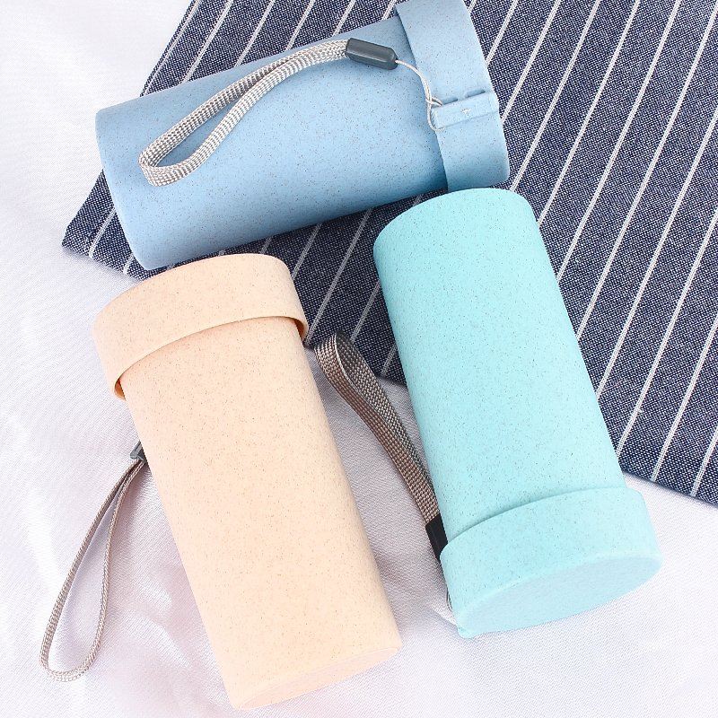 Eco-Friendly Water Bottle Biodegradable Wheat Straw Water Bottle Coffee Cup With Lid