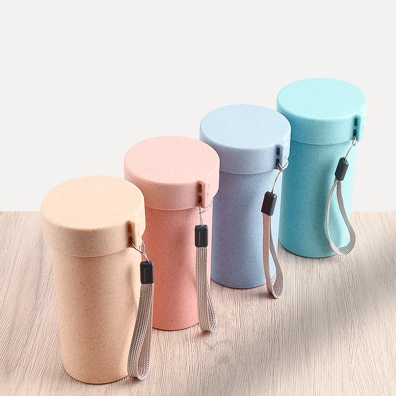 Eco-Friendly Water Bottle Biodegradable Wheat Straw Water Bottle Coffee Cup With Lid