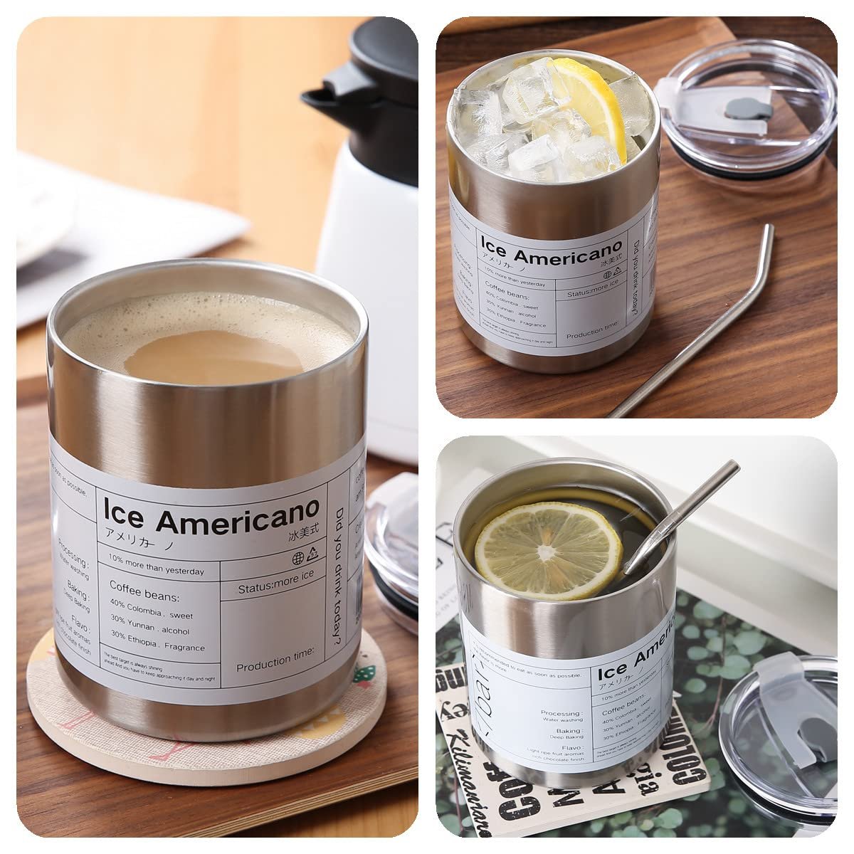 2023 new design 304 stainless steel tumbler ice coffee cups insulated mug tumbler with lid and straw