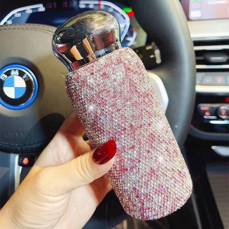 Luxury 304 Stainless Steel Vacuum Flask Cups Bling Diamond Double Walled Thermos Mug Stainless Steel Vacuum Insulated Water