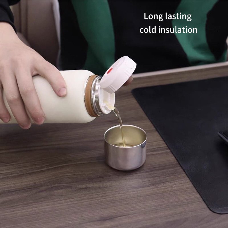 Insulated Double Wall Stainless Steel Eco Vacuum Flask Travel Tea Water Drink Cup with Pressure Thermos Lids Custom Logo Design