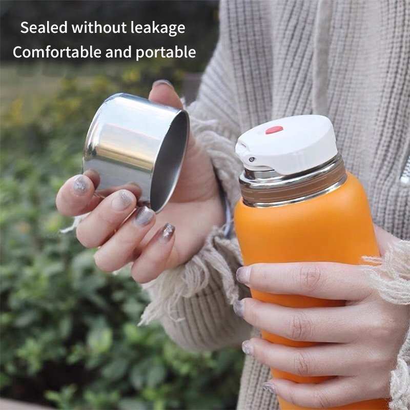 Insulated Double Wall Stainless Steel Eco Vacuum Flask Travel Tea Water Drink Cup with Pressure Thermos Lids Custom Logo Design