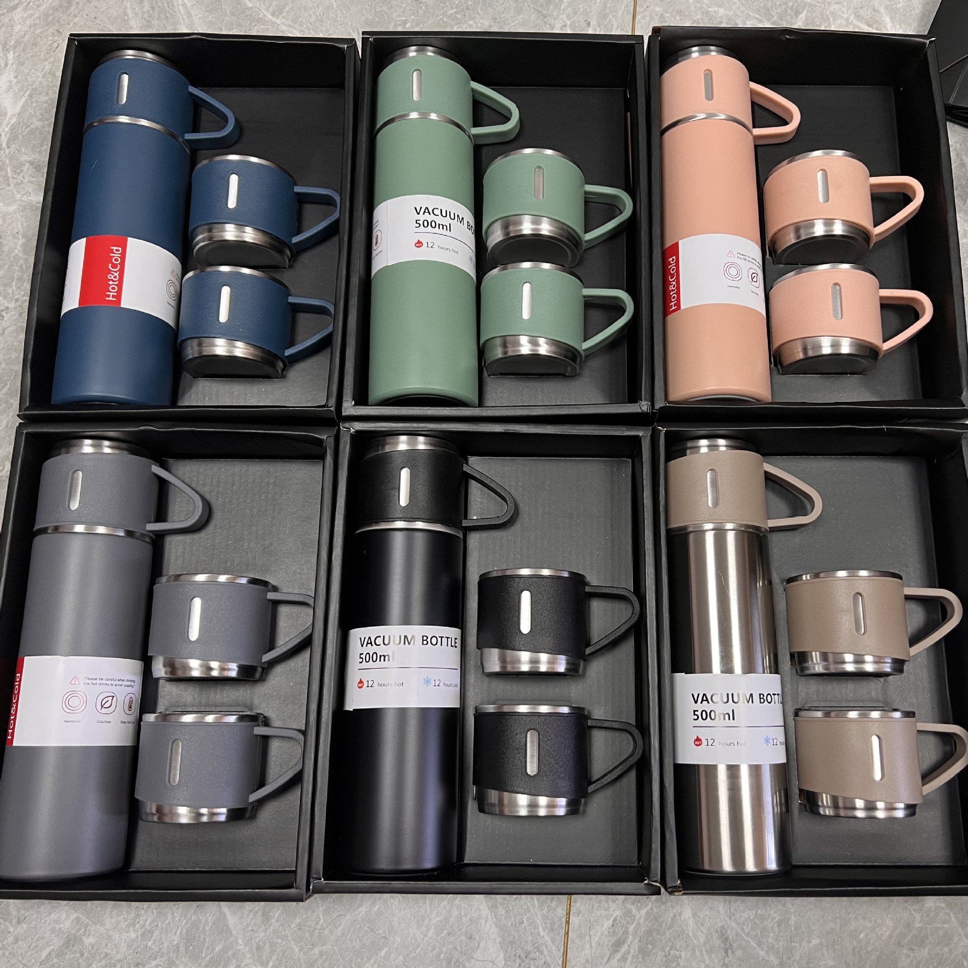 500ml Vacuum Flasks & Thermoses Double Wall Insulated Stainless Steel Thermal Water Bottles with Business Gift Box Set