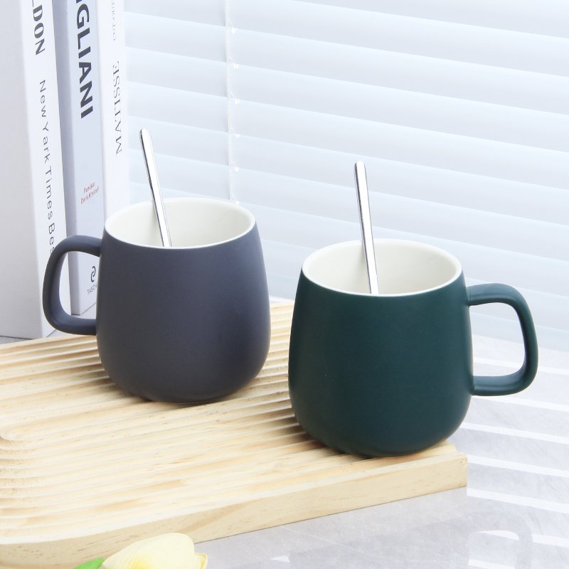 Fashion Matte Gloss Multicolour Coffee Ceramic Mug Promotional Sublimation Mug with Spoon Handle